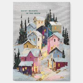 Imã Vila de Inverno Colorida com Impasto Neve
