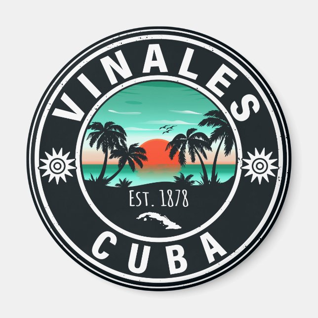 Imã Vinales Cuba Island Retro Sunset Souvenirs 60s (Frente)