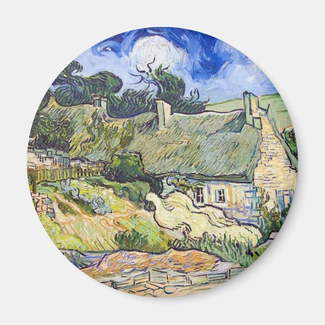Imã Vincent Van Gogh - Algodão com Telhados (Frente)