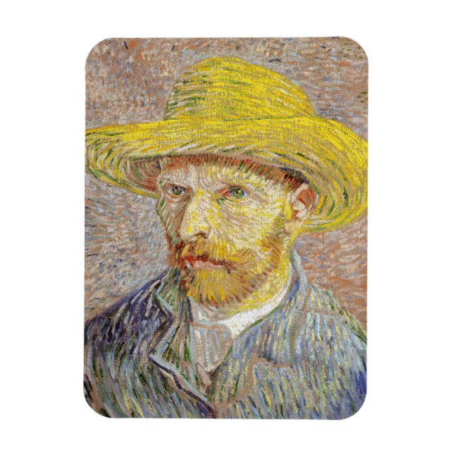 Ímã Vincent van Gogh - Autorretrato com Chapéu de Palh (Vertical)