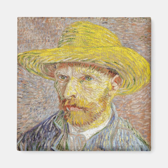 Imã Vincent van Gogh - Autorretrato com Chapéu de Palh (Frente)