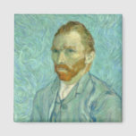 Imã Vincent Van Gogh autorretrato de fundo azul<br><div class="desc">Vincent Van Gogh autorretrato com um ímã azul de fundo</div>