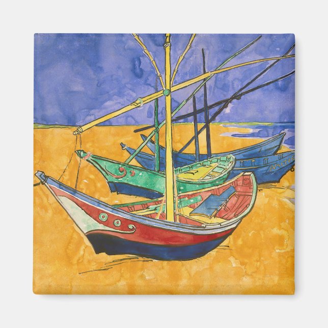 Imã Vincent van Gogh - Barcos de Pesca na Praia (Frente)