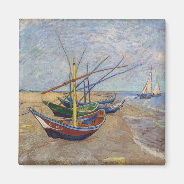 Imã Vincent van Gogh - Barcos de Pesca na Praia (Frente)