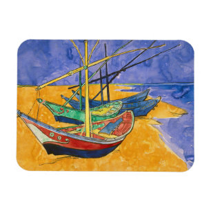 Ímã Vincent van Gogh - Barcos de Pesca na Praia