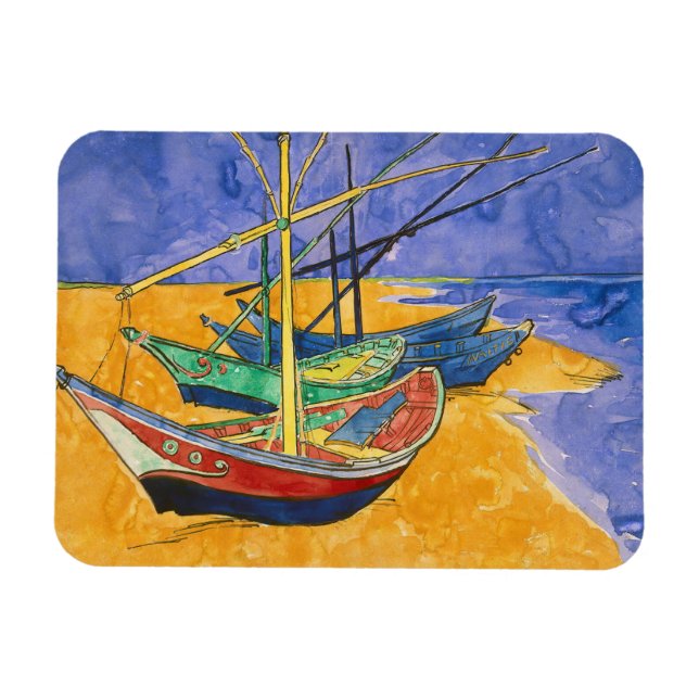 Ímã Vincent van Gogh - Barcos de Pesca na Praia (Horizontal)