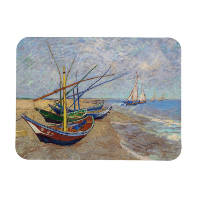 Ímã Vincent van Gogh - Barcos de Pesca na Praia (Horizontal)