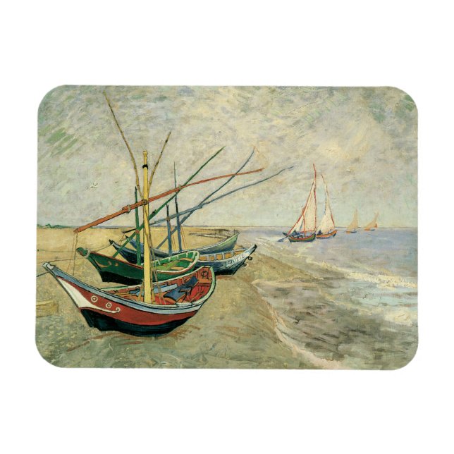 Ímã Vincent van Gogh - Barcos de Pesca na Praia (Horizontal)