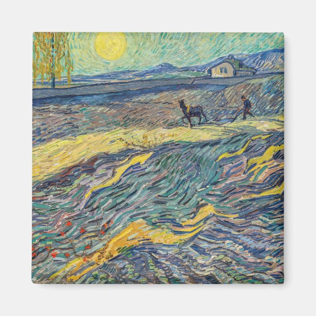 Imã Vincent van Gogh - Campo com Agricultores a Lavar (Frente)