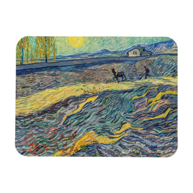 Ímã Vincent van Gogh - Campo com Agricultores a Lavar (Horizontal)