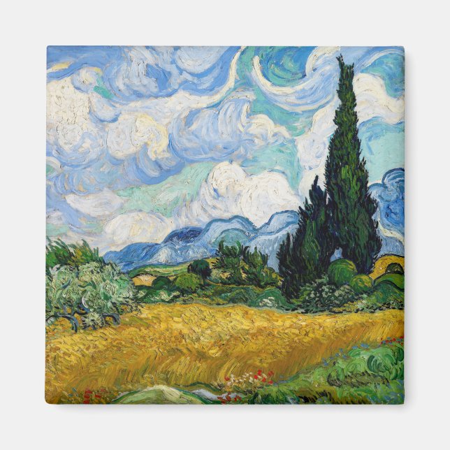 Imã Vincent Van Gogh - Campo de Trigo com Cipras (Frente)