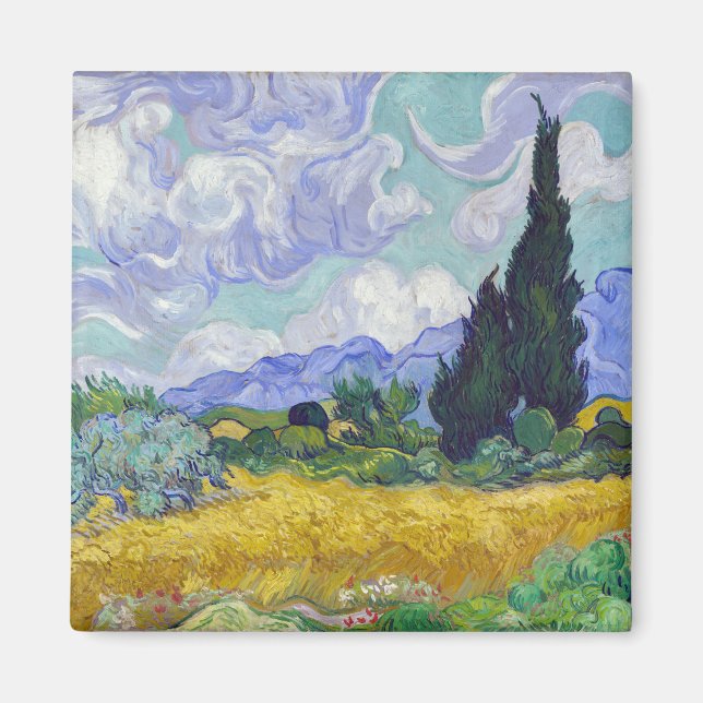 Imã Vincent Van Gogh - Campo de Trigo com Cipras (Frente)