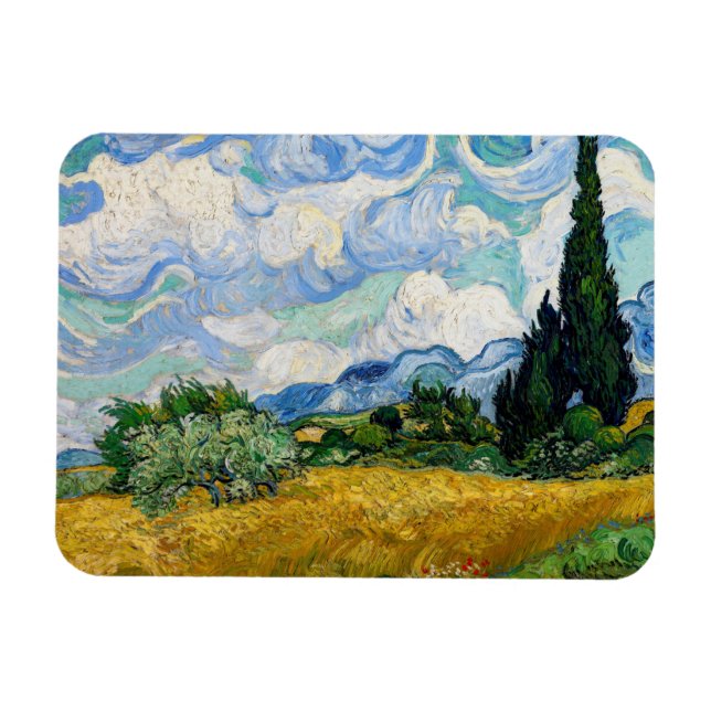 Ímã Vincent Van Gogh - Campo de Trigo com Cipras (Horizontal)
