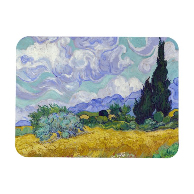 Ímã Vincent Van Gogh - Campo de Trigo com Ciprestes (Horizontal)