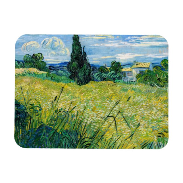 Ímã Vincent van Gogh - Campo de Trigo Verde com Cypres (Horizontal)