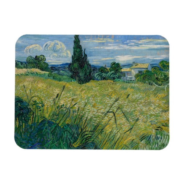 Ímã Vincent Van Gogh, Campo de Trigo Verde com Cypress (Horizontal)