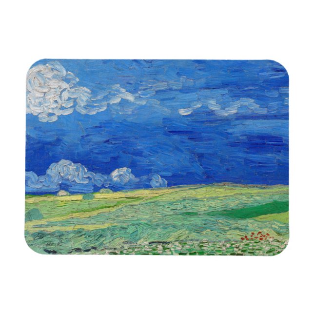 Ímã Vincent van Gogh - Campos de rodas sob as nuvens d (Horizontal)