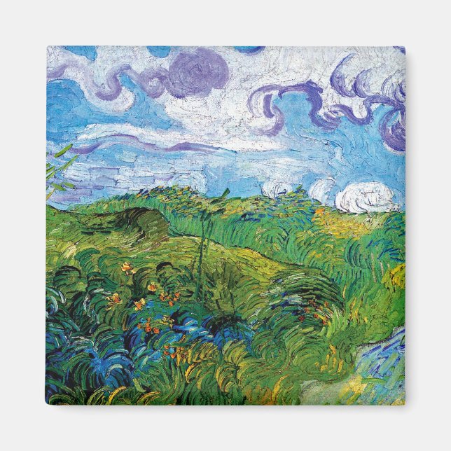 Imã Vincent Van Gogh - Campos de Trigo Verde em Auvers (Frente)
