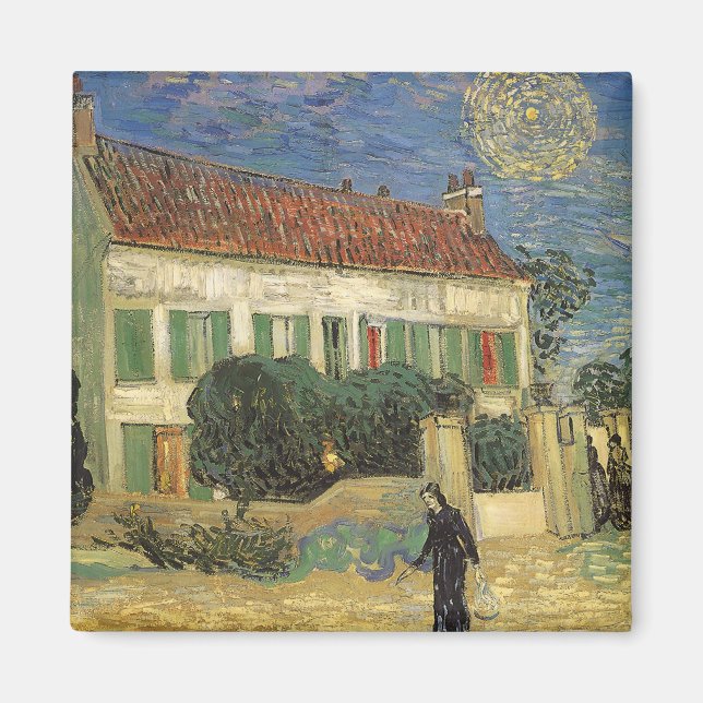 Imã Vincent van Gogh - Casa Branca à Noite (Frente)