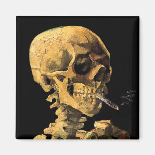 Imã Vincent Van Gogh - Caveira Com Cigarro Aceso