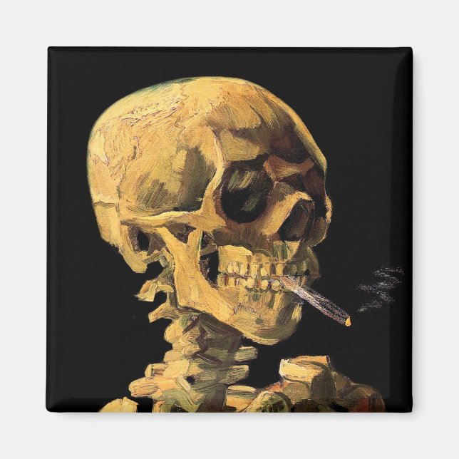 Imã Vincent Van Gogh - Caveira Com Cigarro Aceso (Frente)