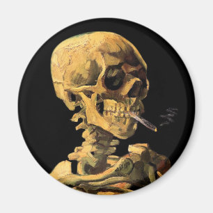 Imã Vincent Van Gogh - Caveira Com Cigarro Aceso