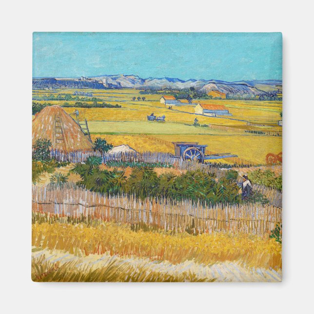 Imã Vincent van Gogh - Colheita em La Crau (Frente)
