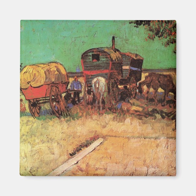 Imã Vincent van Gogh - Encampamento de ciganos caravan (Frente)