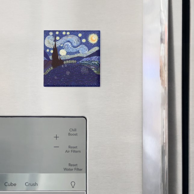 Imã Vincent Van Gogh estilo Starry Night e Lake (In Situ (Fridge))