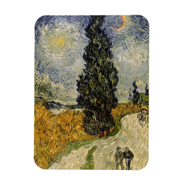 Ímã Vincent van Gogh | Estrada com ciprestes, 1890 (Vertical)