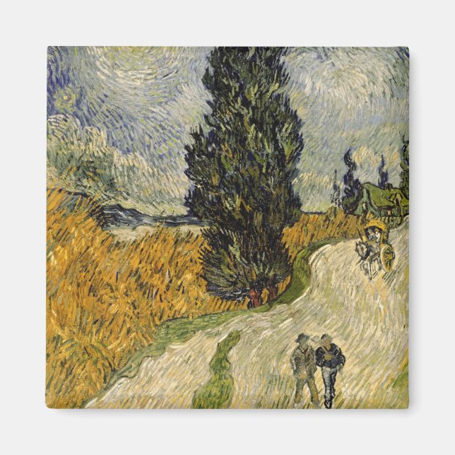 Imã Vincent van Gogh | Estrada com ciprestes, 1890 (Frente)