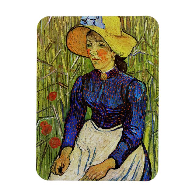 Ímã Vincent van Gogh - Garota camponesa com chapéu de  (Vertical)