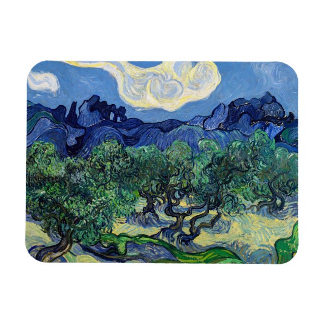 Ímã Vincent van Gogh - Oliveiras com os Alpilles (Horizontal)
