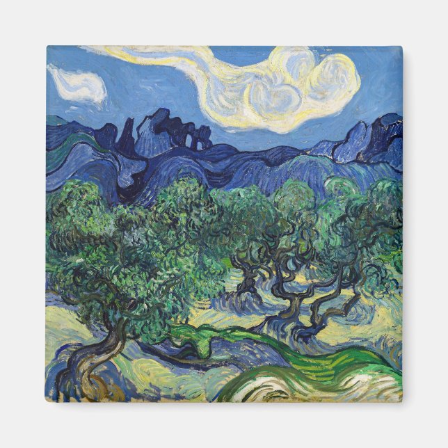 Imã Vincent van Gogh - Oliveiras com os Alpilles (Frente)