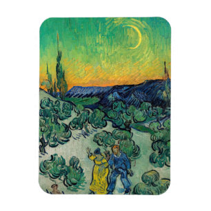 Ímã Vincent van Gogh - Paisagem ao Luar com Casal