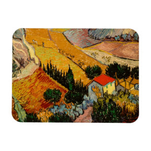 Ímã Vincent van Gogh - Paisagem, Casa e Lavrador