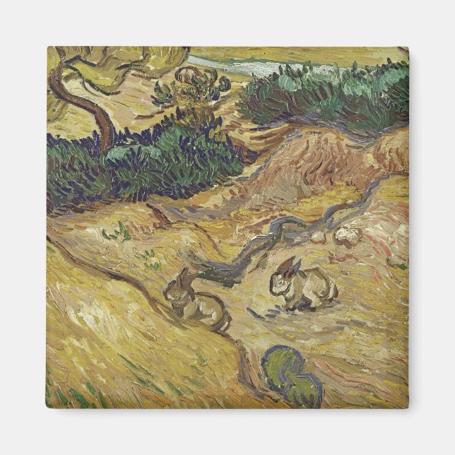 Imã Vincent van Gogh - Paisagem com Coelhos (Frente)