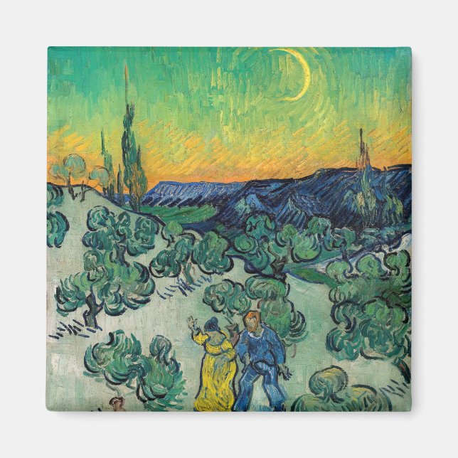 Imã Vincent van Gogh - Paisagem lunática com Casal (Frente)