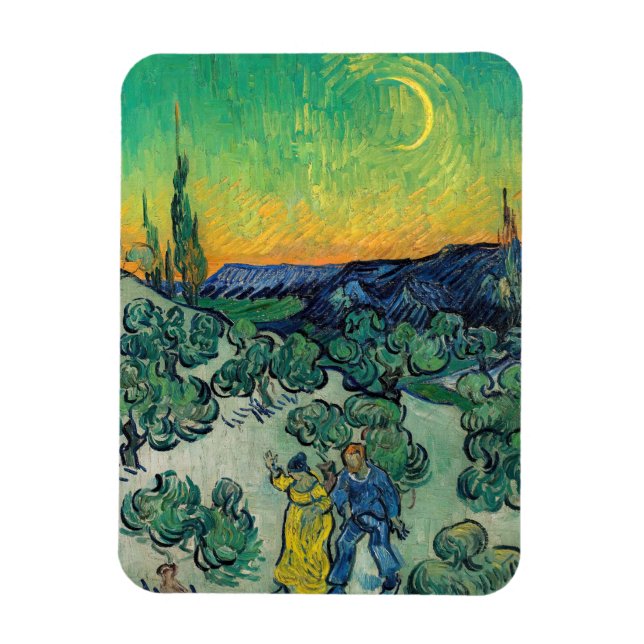 Ímã Vincent van Gogh - Paisagem lunática com Casal (Vertical)