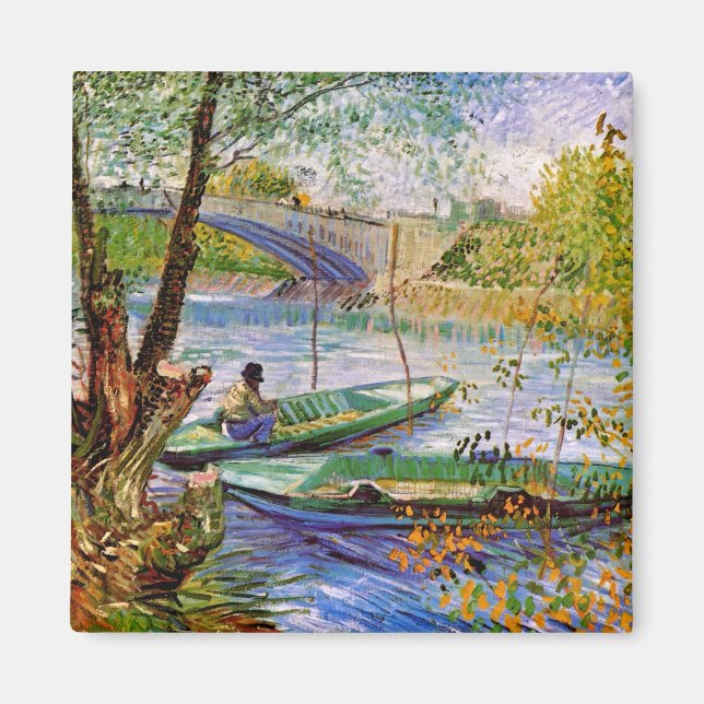 Imã Vincent Van Gogh - Pescando na Primavera (Frente)