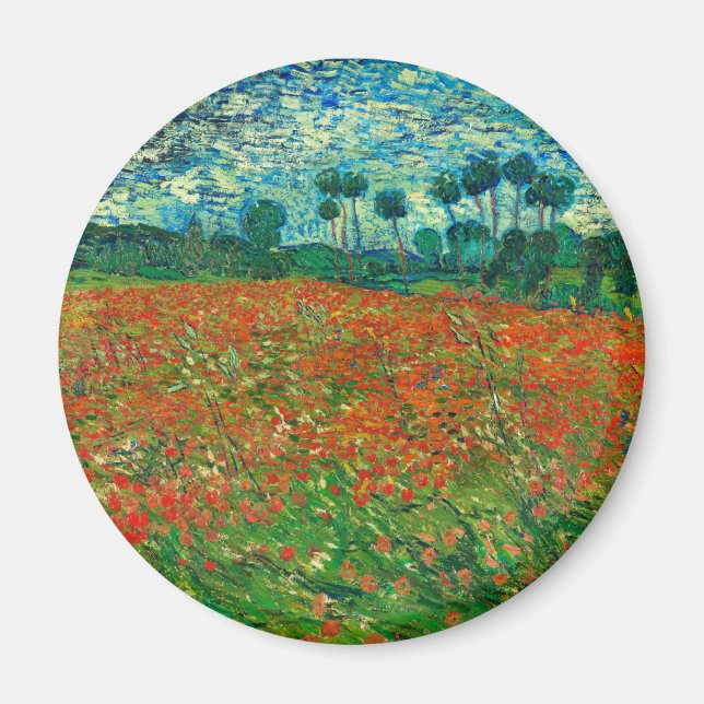 Imã Vincent Van Gogh Poppy Field Fine Art (Frente)