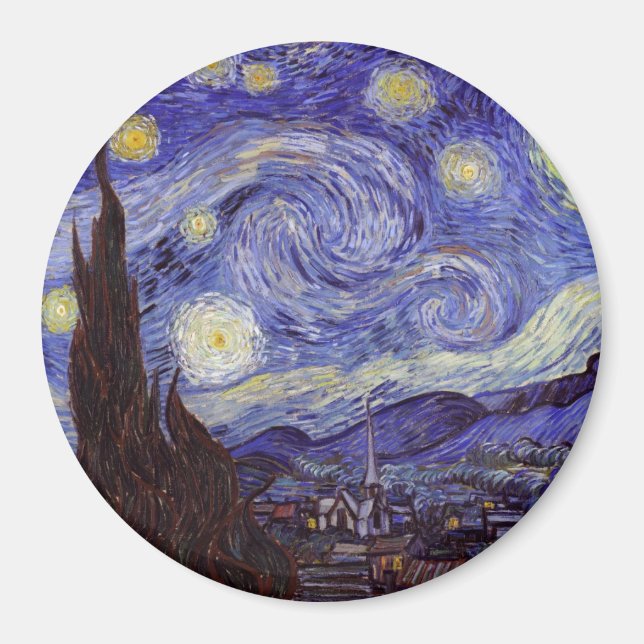 Imã Vincent Van Gogh Starry Night Vintage Fine Art (Frente)