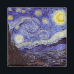 Imã Vincent Van Gogh Starry Night Vintage Fine Art<br><div class="desc">Vincent van Gogh Starry Night Fine Art Painting Starry Night Starry Night é uma pintura do artista poste-impressionista holandês Vincent van Gogh. O céu azul à noite está cheio de nuvens, estrelas e uma lua crescente brilhante. A Noite Estrelada é a única noturna na série de visões da janela do...</div>
