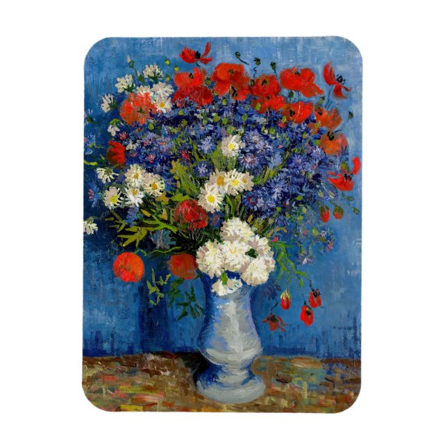 Ímã Vincent van Gogh - Vase com Cornflower e Poppies (Vertical)