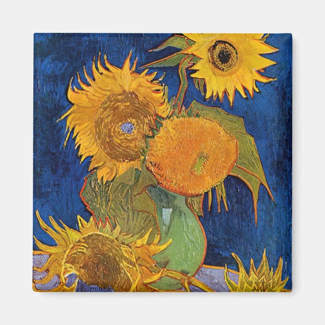 Imã Vincent van Gogh - Vaso com Cinco Girassóis (Frente)
