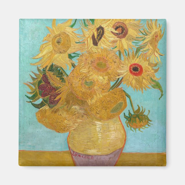 Imã Vincent Van Gogh - Vaso com Doze Girassóis (Frente)