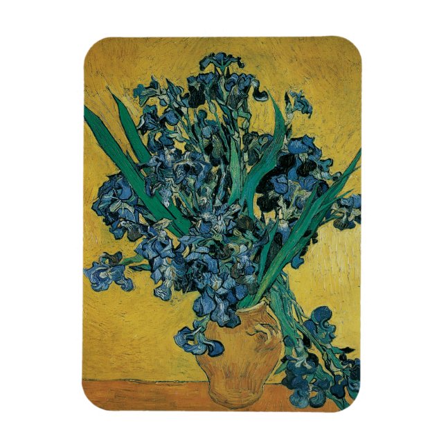 Ímã Vincent van Gogh - Vaso com Íris Fundo Amarelo (Vertical)
