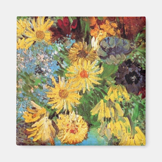 Imã Vincent Van Gogh - Vaso Com Margaridas E Anémonas (Frente)