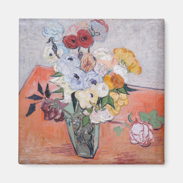 Imã Vincent van Gogh - Vaso com Rosas & Anêmonas (Frente)