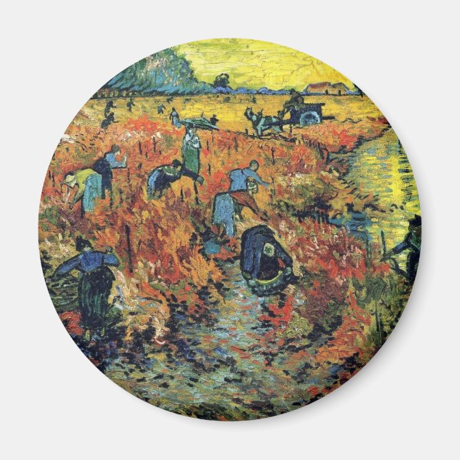 Imã Vincent Van Gogh - Vinhedo Vermelho em Arles Pintu (Frente)
